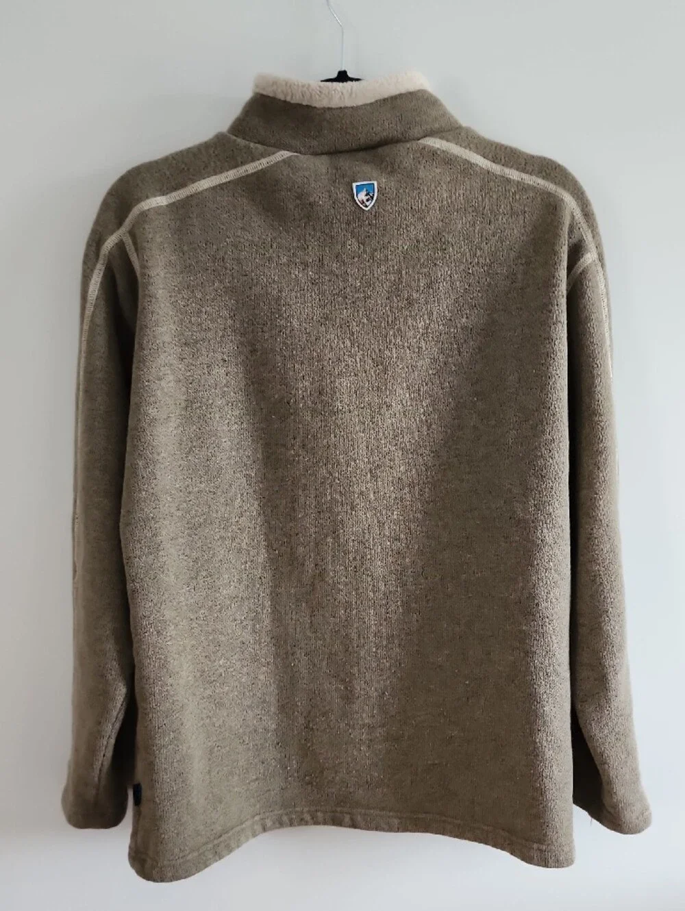 KUHL Europa 1/4 Zip Fleece Sweater Mens Medium Oatmeal Gray Flawed Gorpcore Cozy